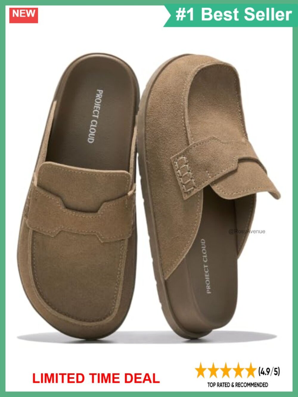 Genuine Leather Slip-On Clogs Mules Women Arch Support Non-Slip